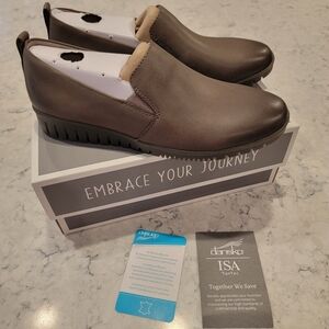 Dansko Linley Loafers - Leather, Slip-Ons (For Women) Grey Burnished Calf